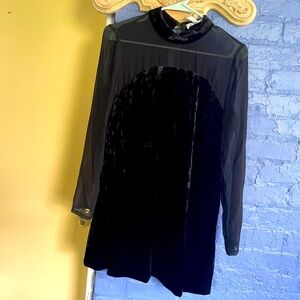 BCBGeneration black velour and mesh shift dress